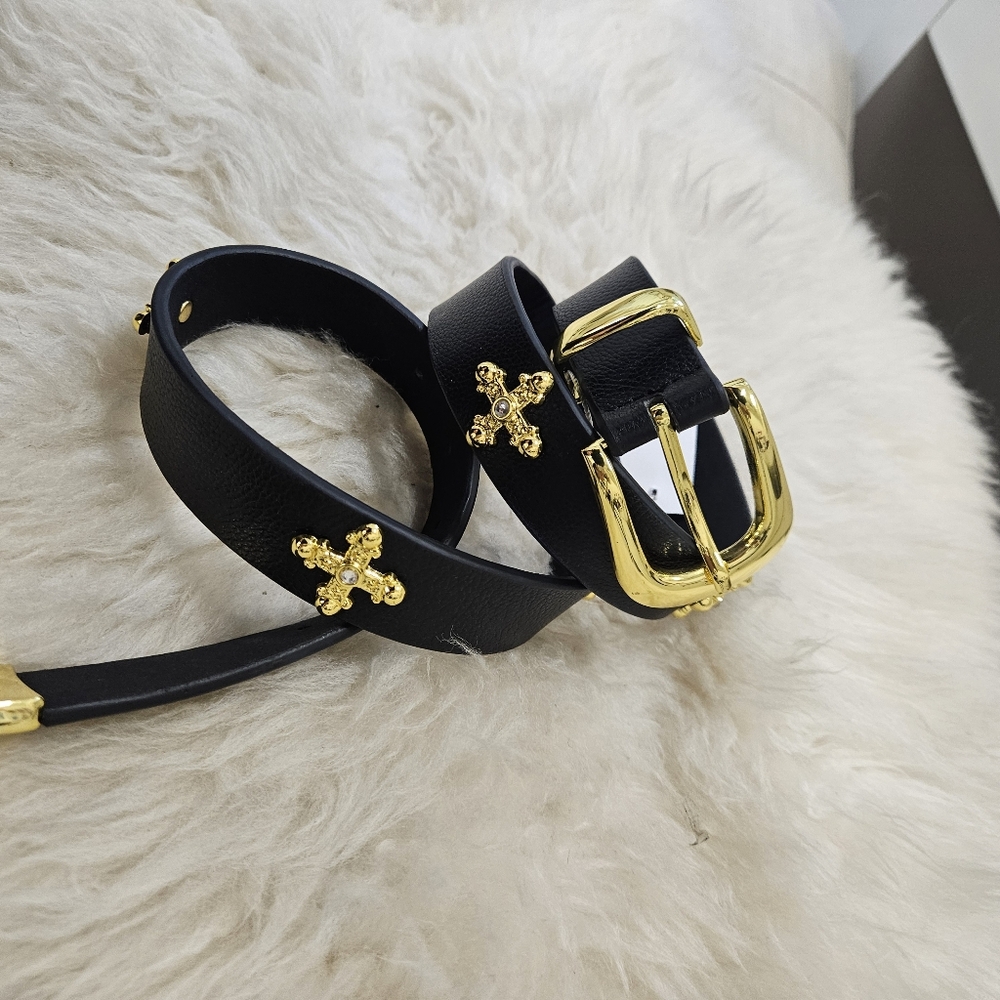 Cross Studded Leather Belt
